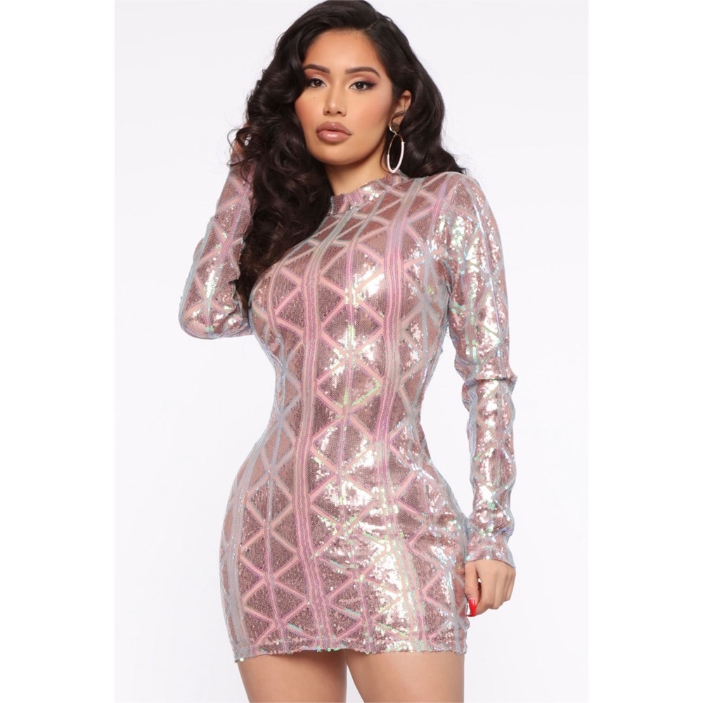 Rose Gold Multi Sequin Mini Dress -Small- Brand New!